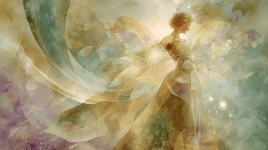Illustration symbolique d’une femme en transformation, entourée de lumière et de couleurs, représentant le coaching thérapeutique transition de vie.