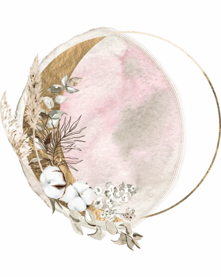 Illustration poétique de lune et fleurs pour évoquer la douceur d’une consultation thème natal