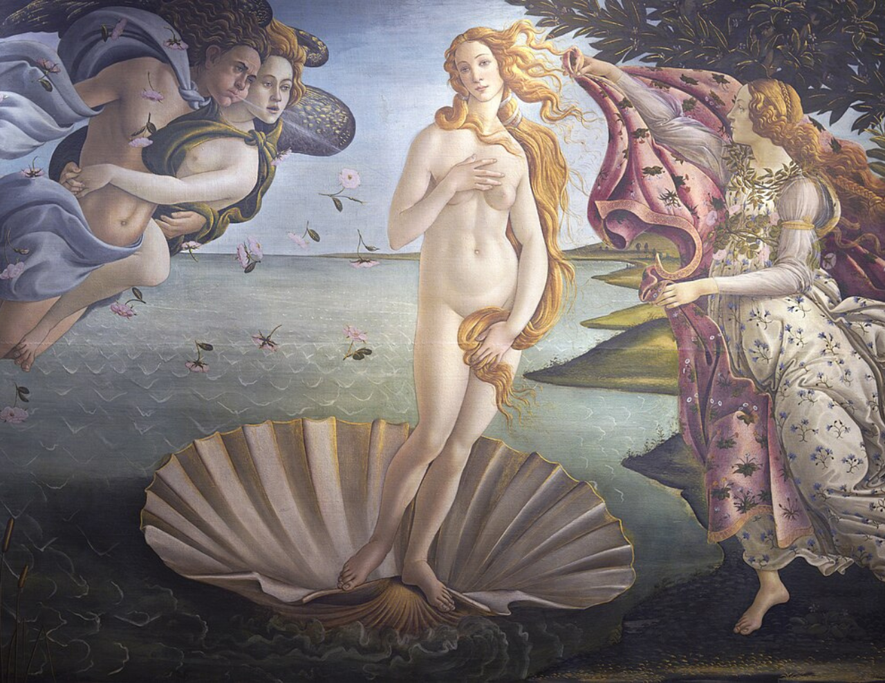 Tableau The Birth of Venus de Botticelli représentant la naissance de Vénus, symbole d’incarnation, d’éveil du corps et de beauté consciente, illustrant le coaching transition de vie.