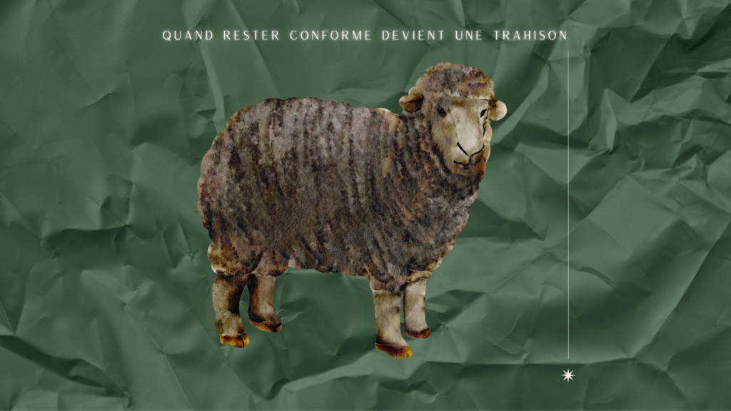 Un mouton noir à l'aquarelle symbolisant la conformité à la norme sociale