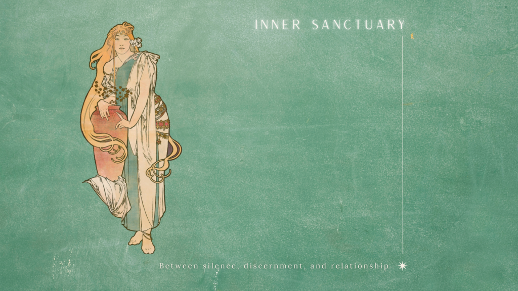 Watercolor illustration symbolizing the inner sanctuary as a living boundary between silence and relationship.