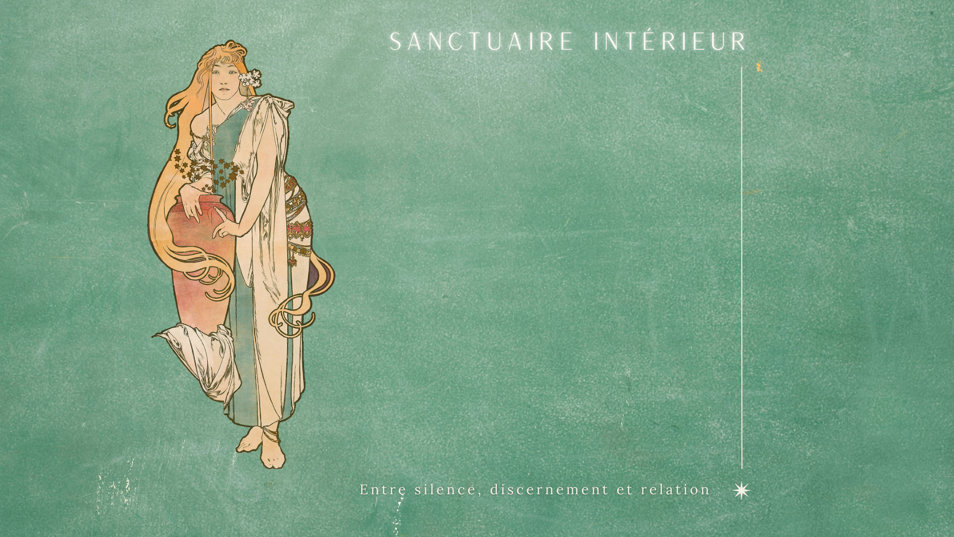 Illustration aquarelle mythologique représentant le sanctuaire intérieur comme un espace de silence, de discernement et de relation.